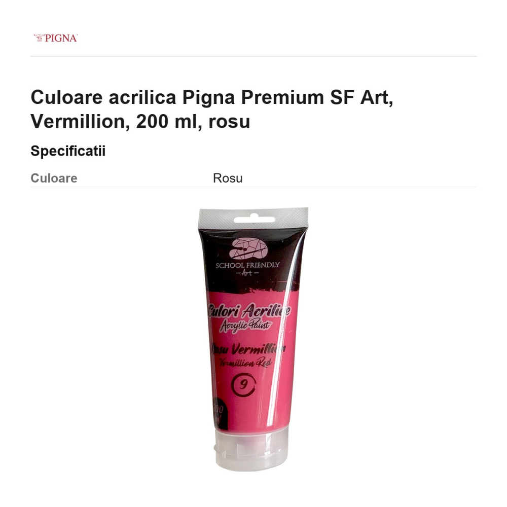 Culoare acrilica Pigna Premium SF Art, 200 ml vermillion, rosu [3]
