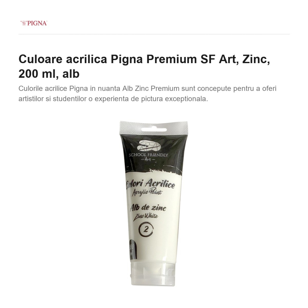 Culoare acrilica Pigna Premium SF Art, 200 ml zinc, alb [2]