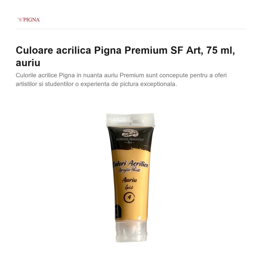 Culoare acrilica Pigna Premium SF Art, 75 ml, auriu [2]