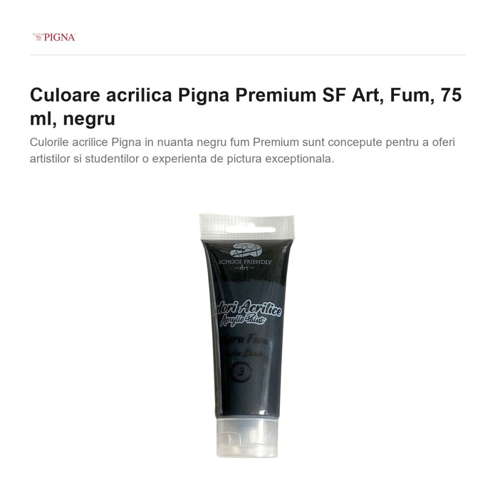 Culoare acrilica Pigna Premium SF Art, 75 ml fum, negru [2]