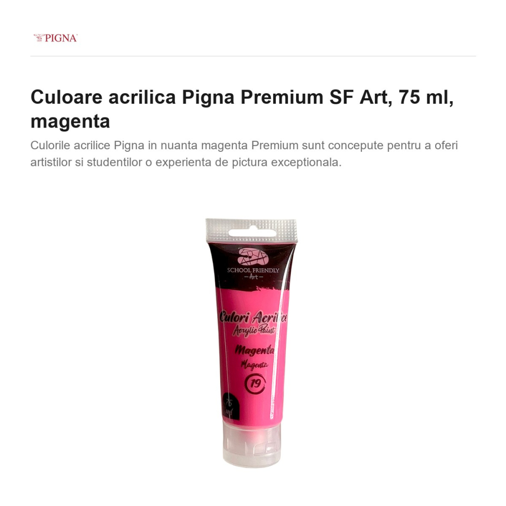 Culoare acrilica Pigna Premium SF Art, 75 ml, magenta [2]