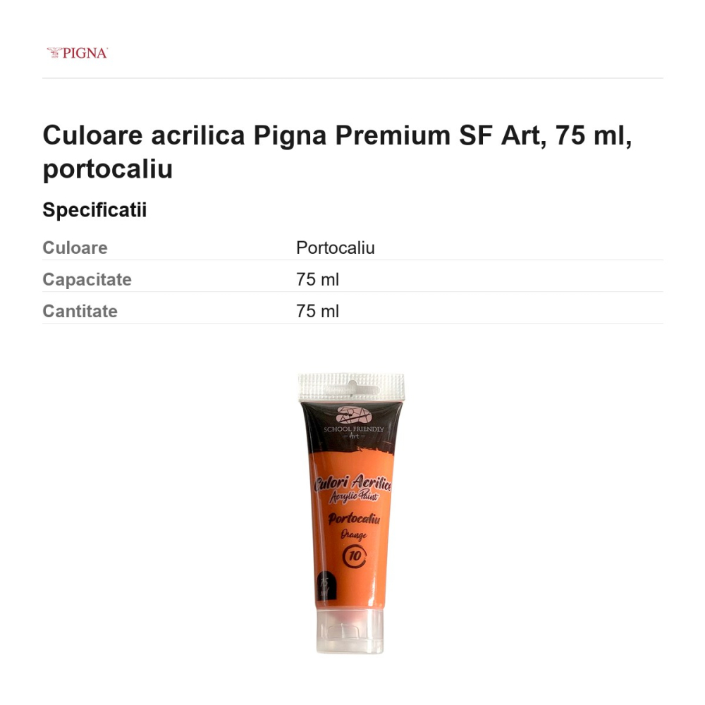 Culoare acrilica Pigna Premium SF Art, 75 ml, portocaliu [3]
