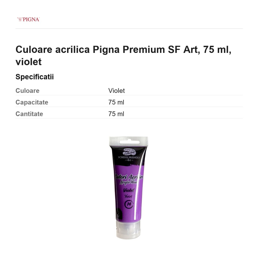 Culoare acrilica Pigna Premium SF Art, 75 ml, violet [3]