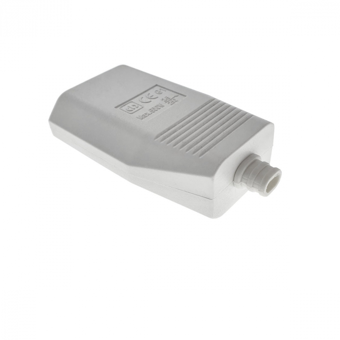 Cupla euro, 220 V - 240 V, 50 Hz, IP 20, plata, cu iesire dreapta, alba [3]