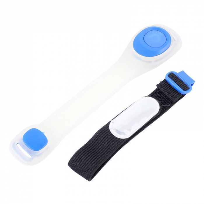 Curea cu led-uri LBBA01, reflectorizanta, pentru sporturile de noapte, alba cu albastru [2]