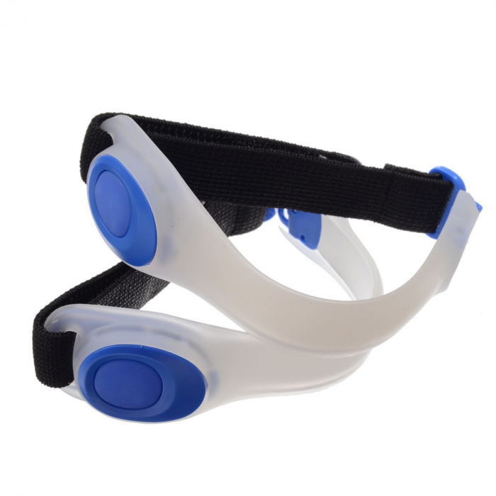 Curea cu led-uri LBBA01, reflectorizanta, pentru sporturile de noapte, alba cu albastru [4]