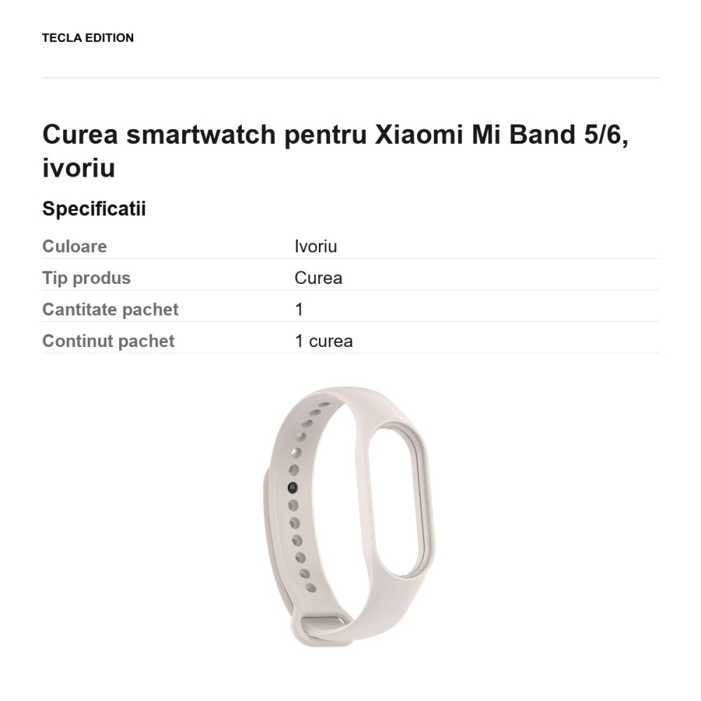 Curea smartwatch pentru Xiaomi Mi Band 5/6, ivoriu [3]