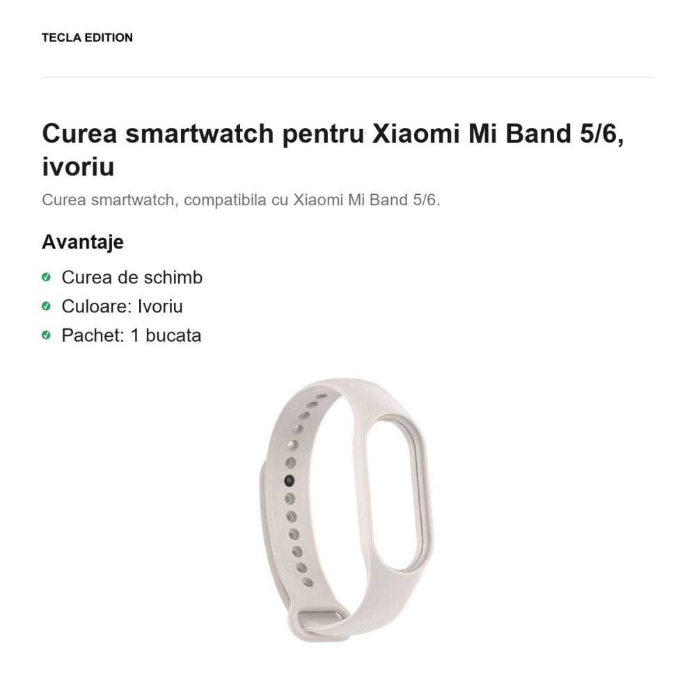 Curea smartwatch pentru Xiaomi Mi Band 5/6, ivoriu [2]