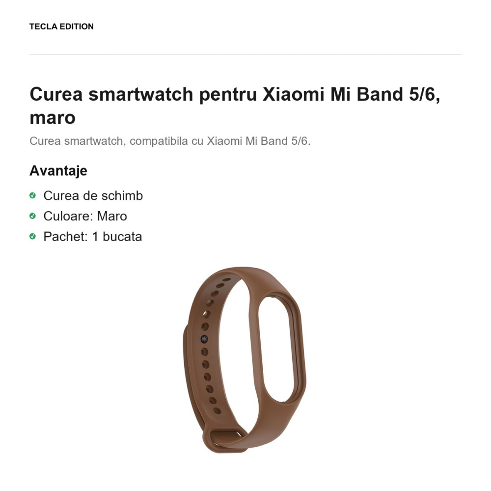 Curea smartwatch pentru Xiaomi Mi Band 5/6, maro [2]