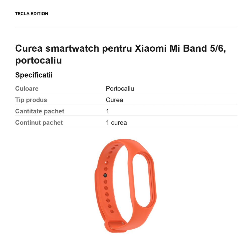 Curea smartwatch pentru Xiaomi Mi Band 5/6, portocaliu [3]