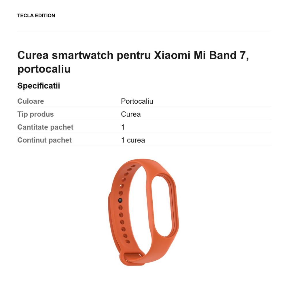 Curea smartwatch pentru Xiaomi Mi Band 7, portocaliu [3]