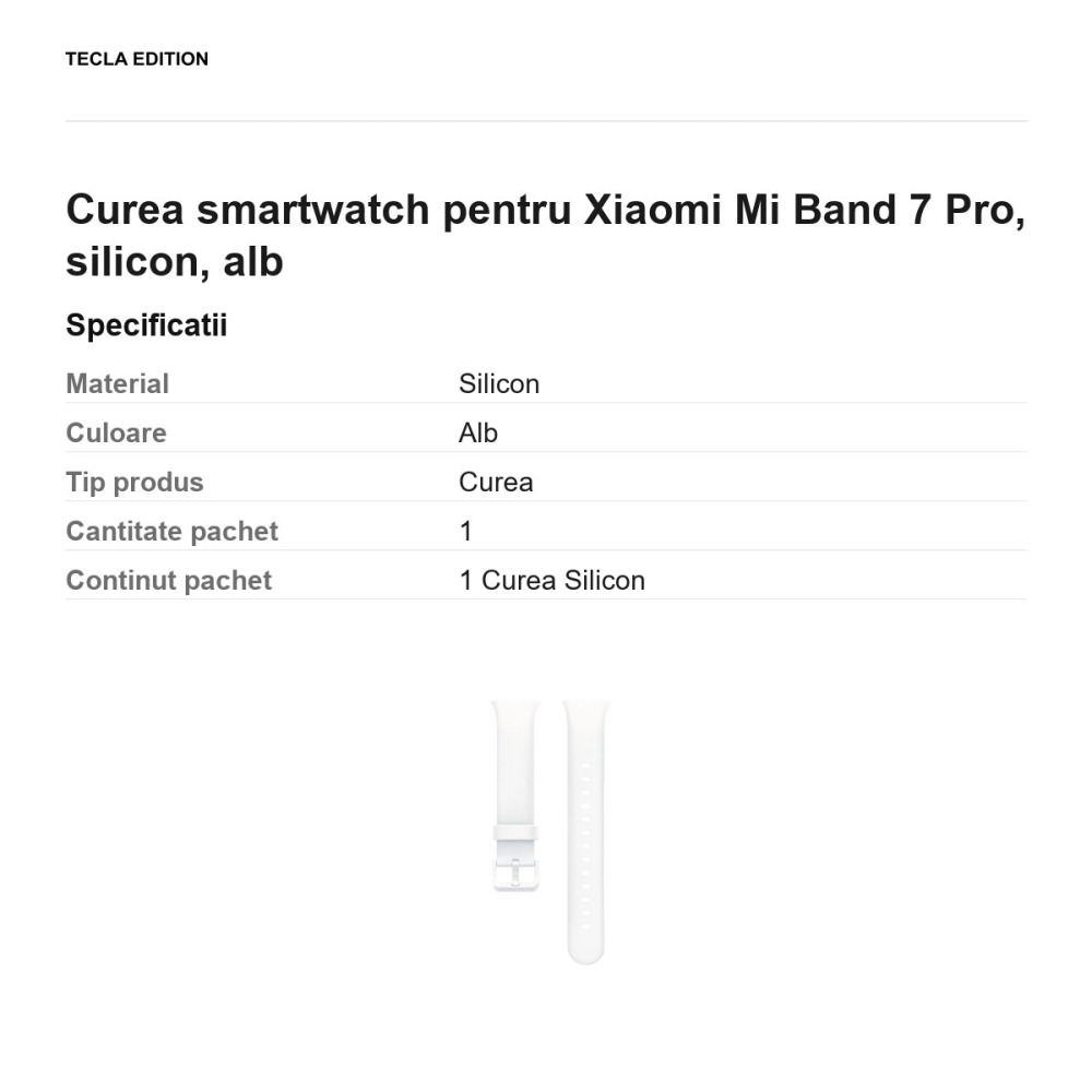 Curea smartwatch pentru Xiaomi Mi Band 7 Pro, silicon, alb [3]
