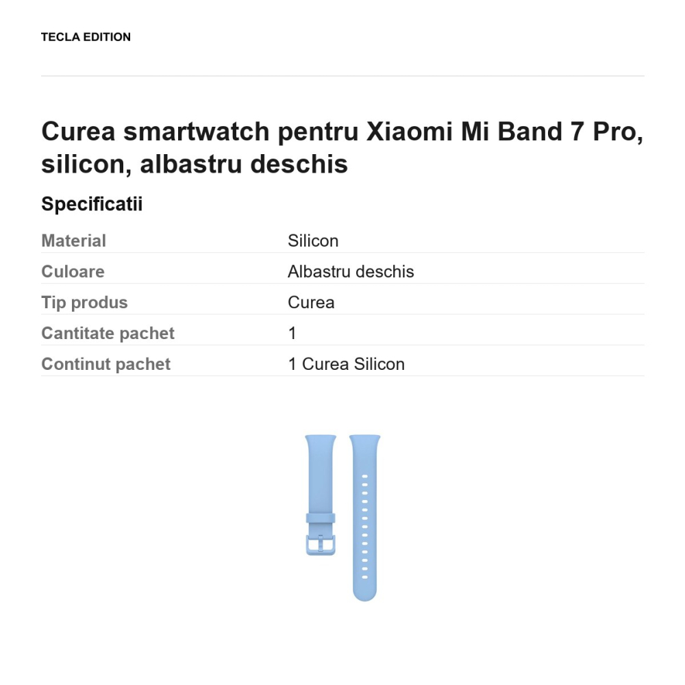 Curea smartwatch pentru Xiaomi Mi Band 7 Pro, silicon, albastru deschis [3]