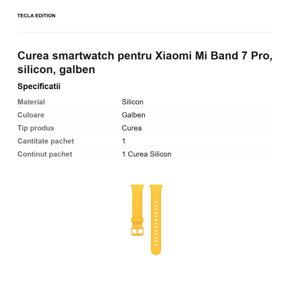 Curea smartwatch pentru Xiaomi Mi Band 7 Pro, silicon, galben [3]