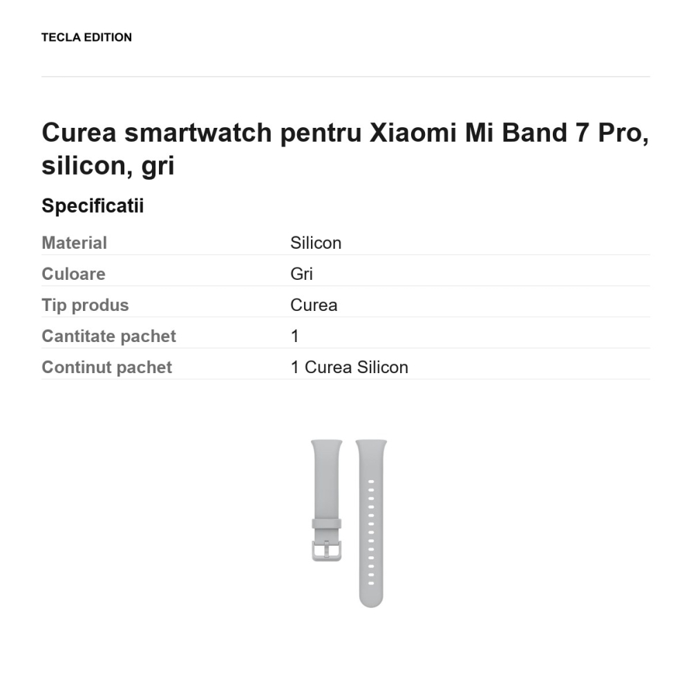 Curea smartwatch pentru Xiaomi Mi Band 7 Pro, silicon, gri [3]