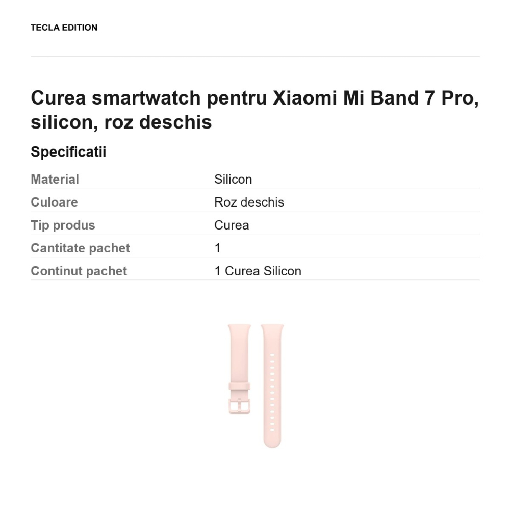 Curea smartwatch pentru Xiaomi Mi Band 7 Pro, silicon, roz deschis [3]