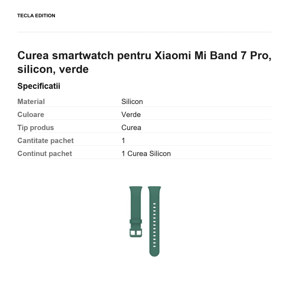 Curea smartwatch pentru Xiaomi Mi Band 7 Pro, silicon, verde [3]