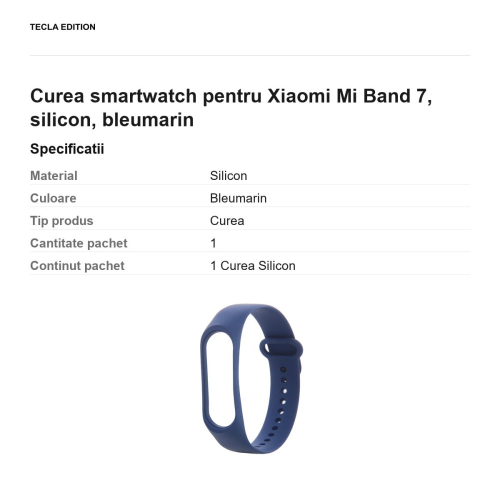 Curea smartwatch pentru Xiaomi Mi Band 7, silicon, bleumarin [3]