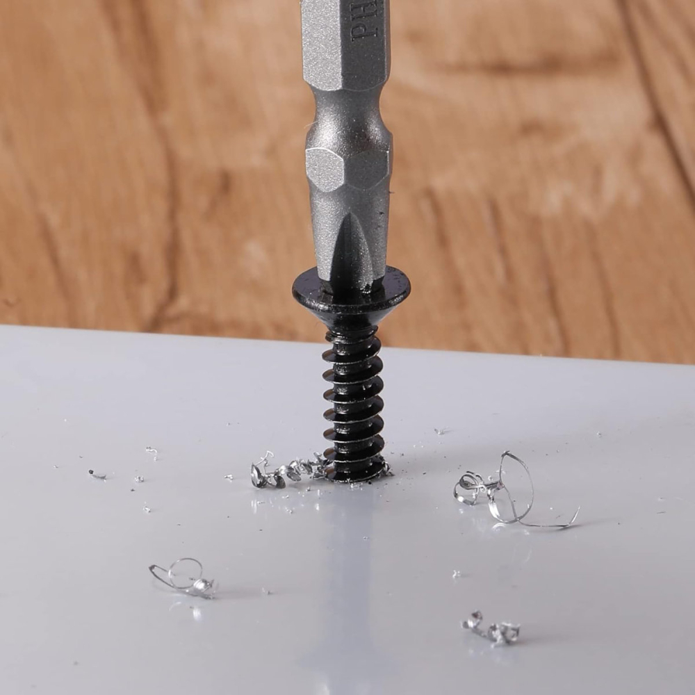 Cutie 1000 bucati Surub Autoperforant pentru Rigips, 3.5x25 mm, Cap Inecat, Otel Fosfatat, negre [5]