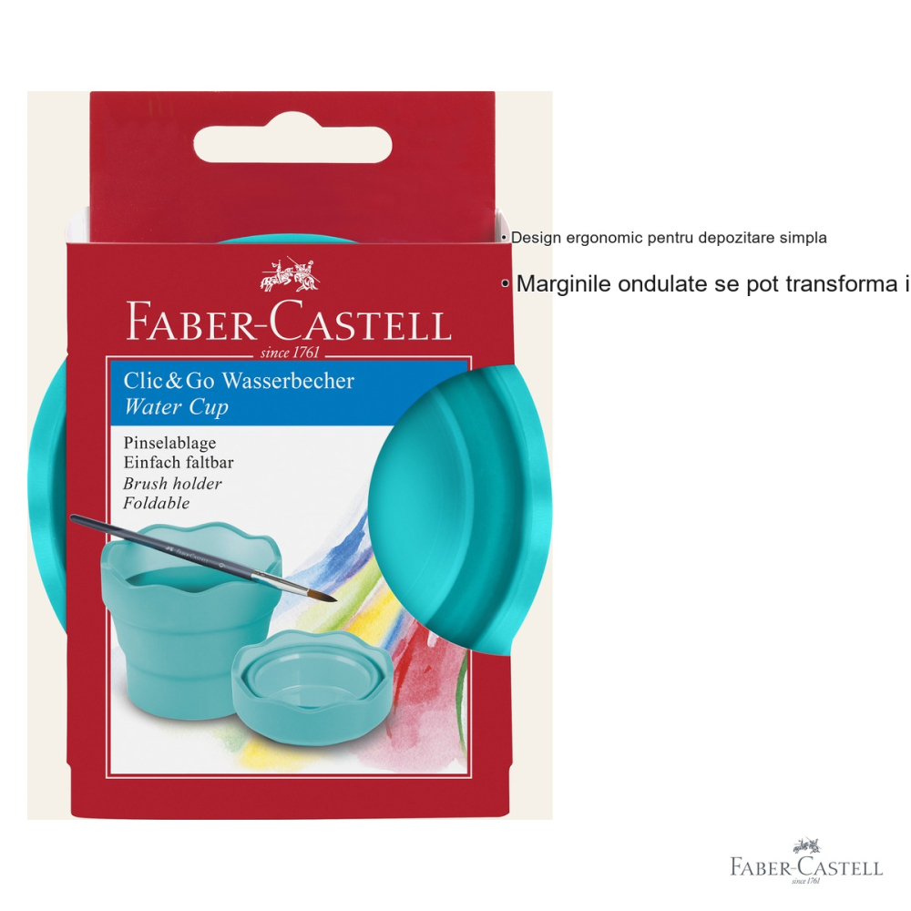 Cutie apa Click-Go Faber-Castell, design ergonomic turcoaz, pentru pictura si desen [3]