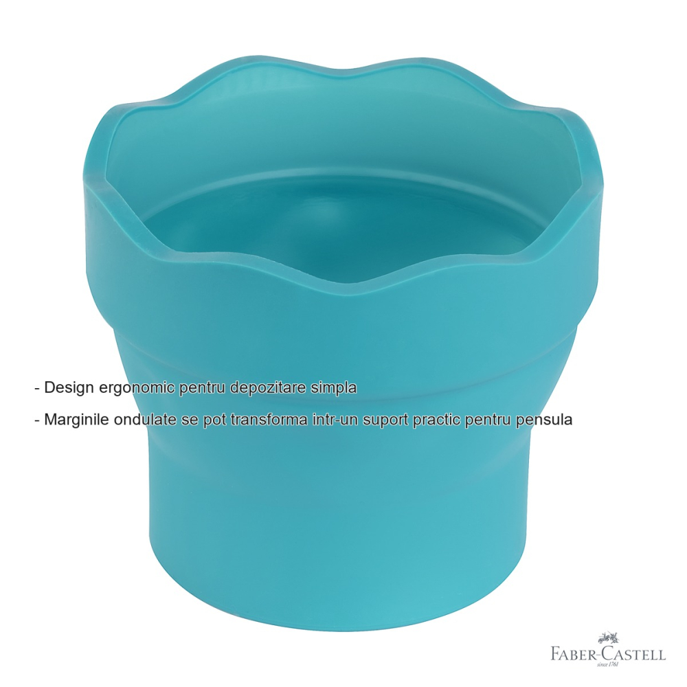 Cutie apa Click-Go Faber-Castell, design ergonomic turcoaz, pentru pictura si desen [2]