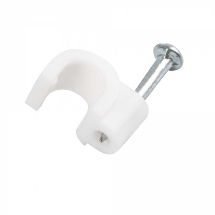 Cutie cu 100 bucati cleme cablu 5mm, Lanberg 41455, cui de otel 14mm, pentru prindere si fixare, albe [2]