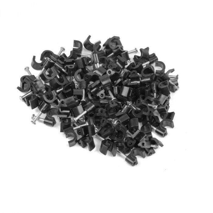 Cutie cu 100 bucati cleme cablu 5mm, Lanberg 41827, pentru prindere si fixare, negre [8]