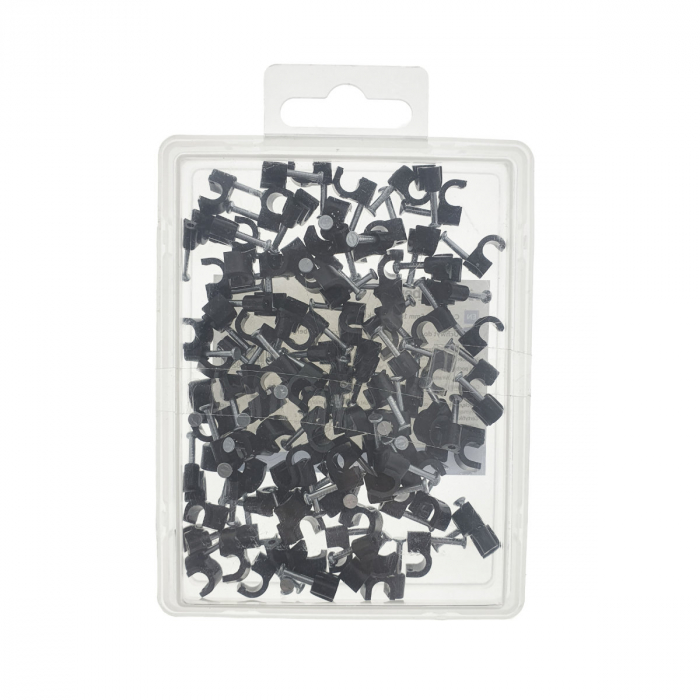 Cutie cu 100 bucati cleme cablu 5mm, Lanberg 41827, pentru prindere si fixare, negre [3]