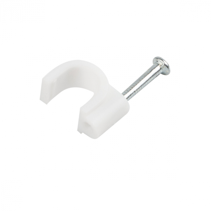 Cutie cu 100 bucati cleme cablu 7mm, Lanberg 41456, cui de otel 18mm, pentru prindere si fixare, albe [2]