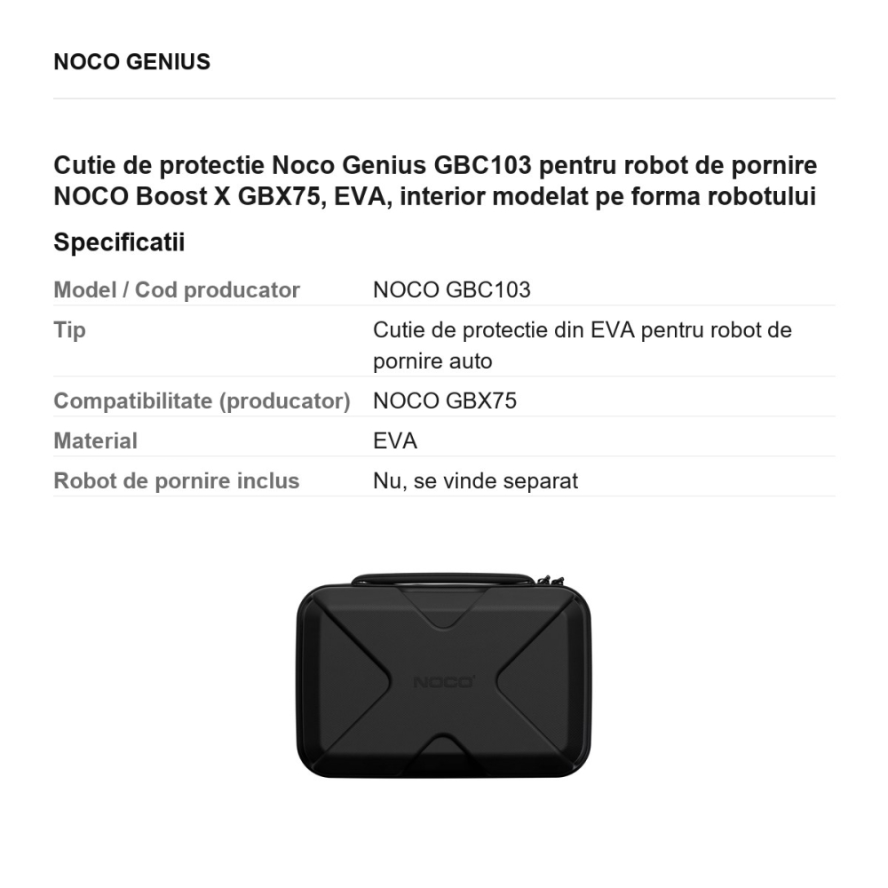 Cutie de protectie Noco Genius GBC103 pentru robot de pornire NOCO Boost X GBX75, EVA, interior modelat pe forma robotului [3]