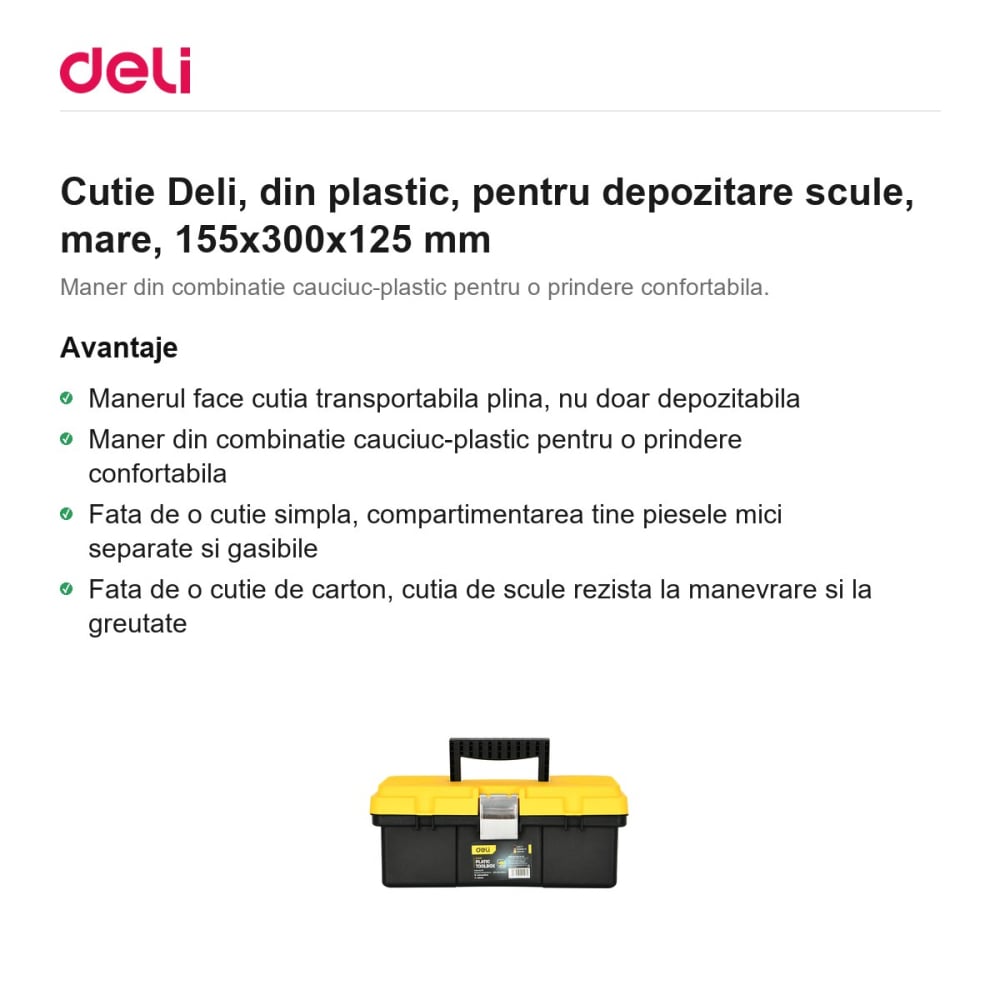 Cutie Deli, din plastic, pentru depozitare scule, mare, 155x300x125 mm [2]