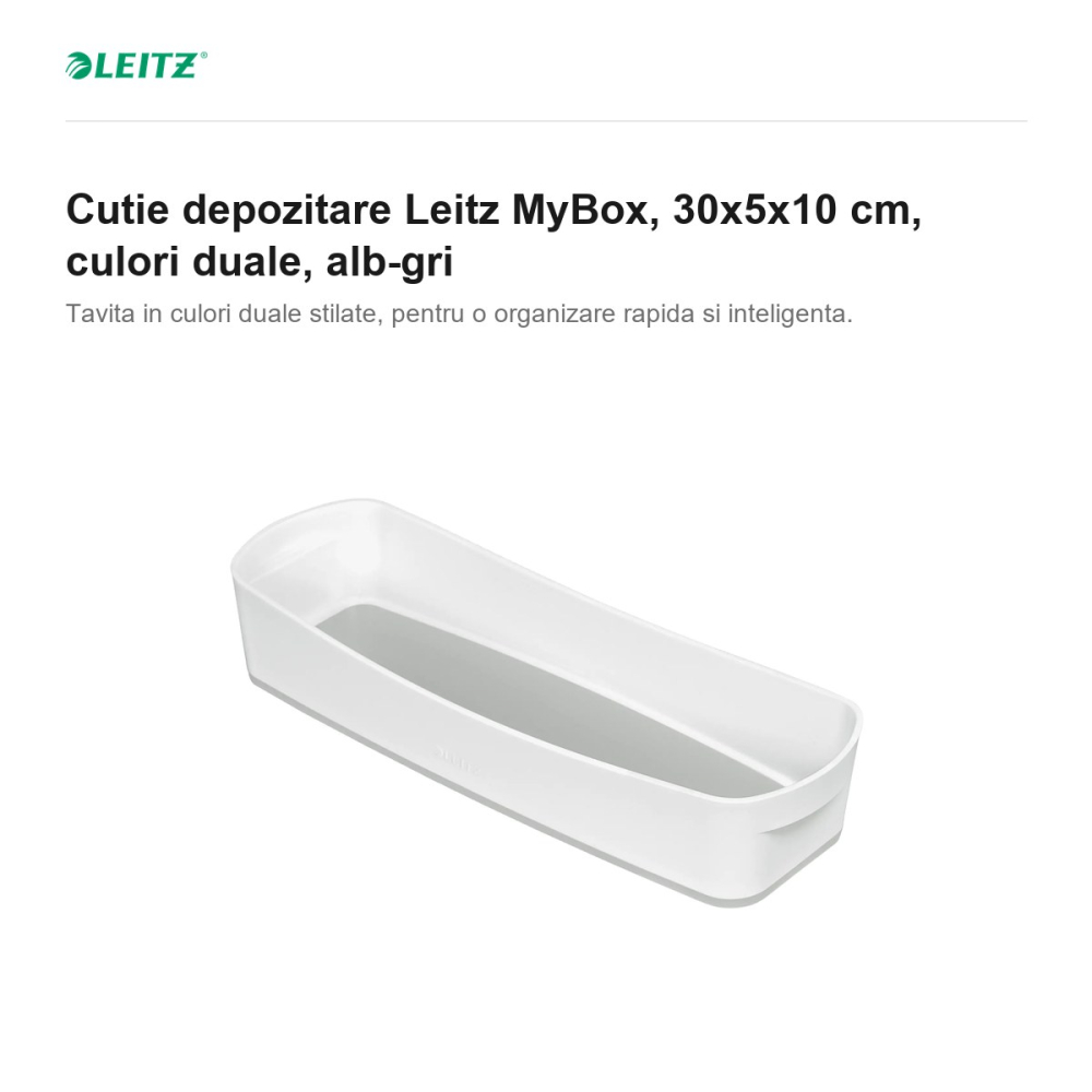 Cutie depozitare Leitz MyBox, 30x5x10 cm, culori duale, alb-gri [2]