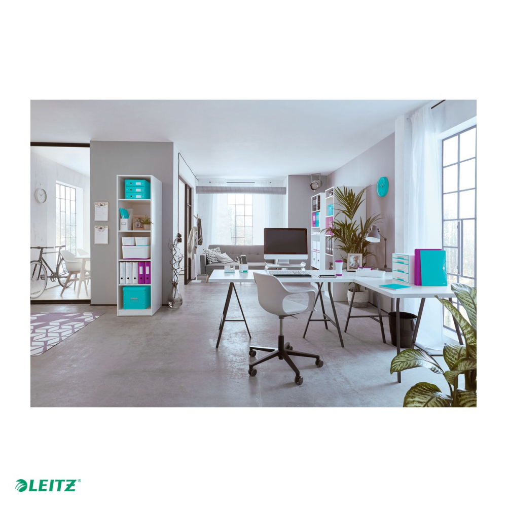 Cutie depozitare Leitz WOW Click & Store, carton laminat, pliabila, cu capac si maner, 26x24x26 cm, pentru transport, mov [5]