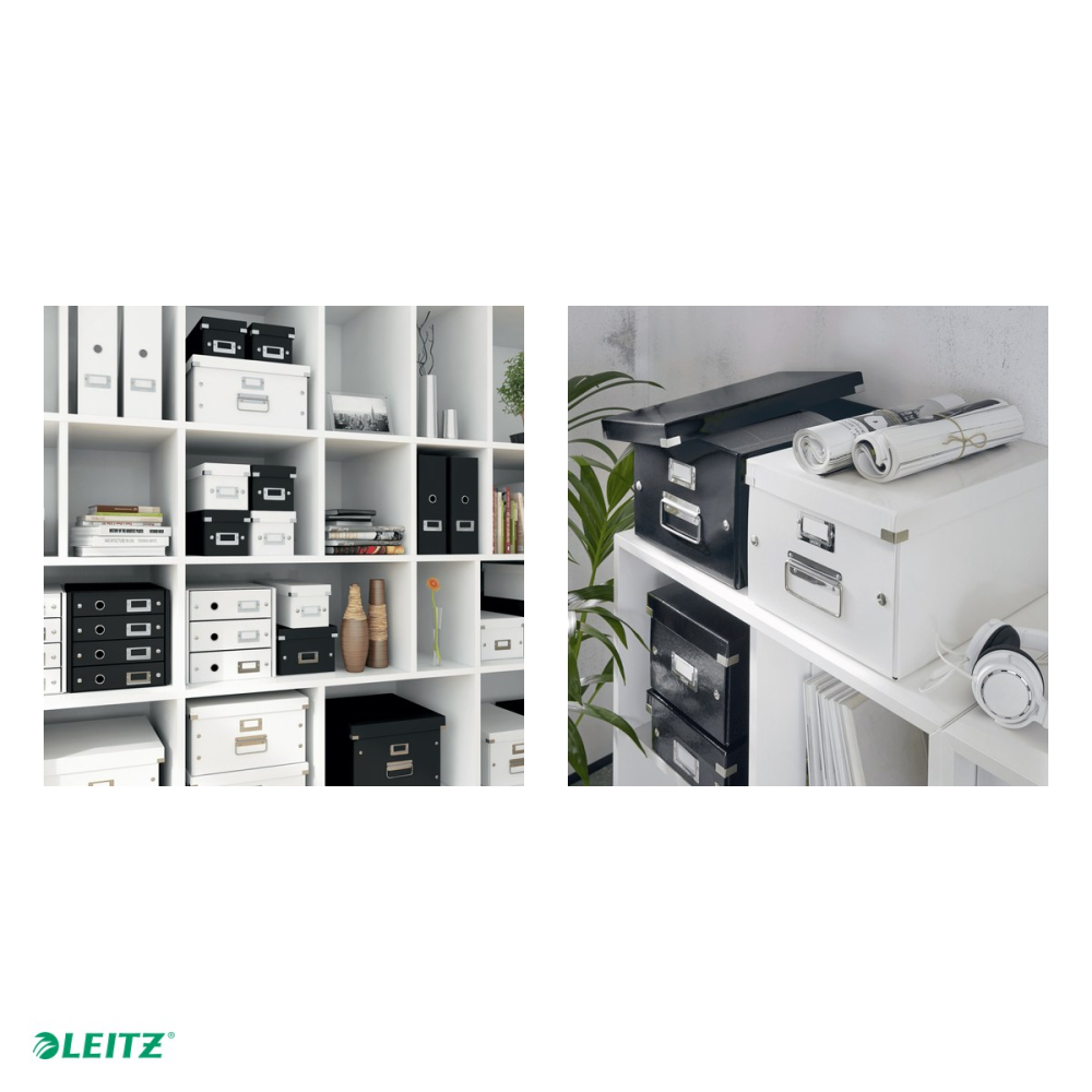 Cutie depozitare Leitz WOW Click & Store, carton laminat, pliabila, cu capac si maner, 36x20x48 cm, pentru transport, alb [5]