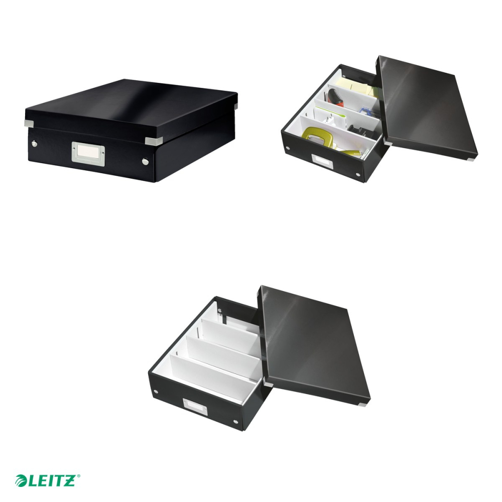 Cutie depozitare Leitz WOW Click & Store Organizer, carton laminat, cu capac, 28x10x37 cm, negru [4]