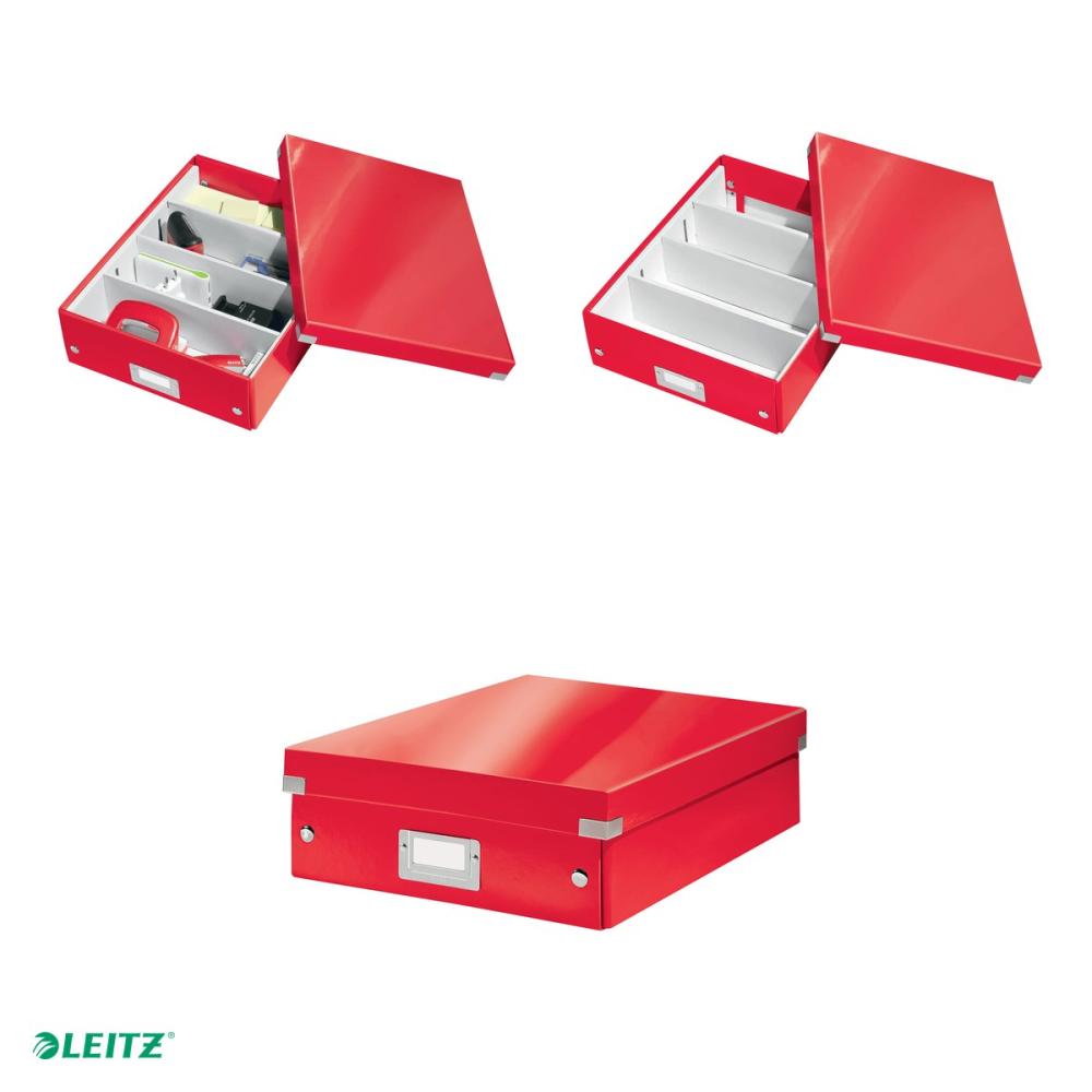 Cutie depozitare Leitz WOW Click & Store Organizer, carton laminat, cu capac, 28x10x37 cm, rosu [4]