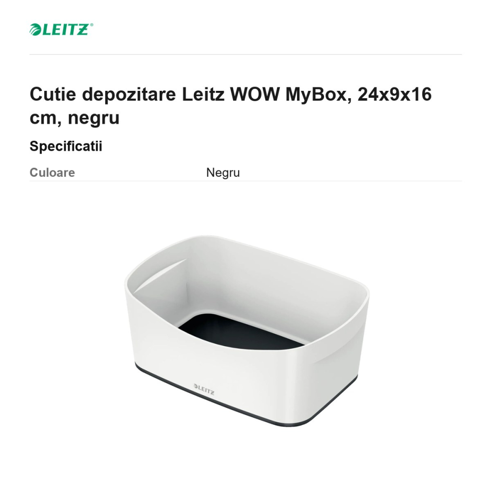 Cutie depozitare Leitz WOW MyBox, 24x9x16 cm, negru [3]