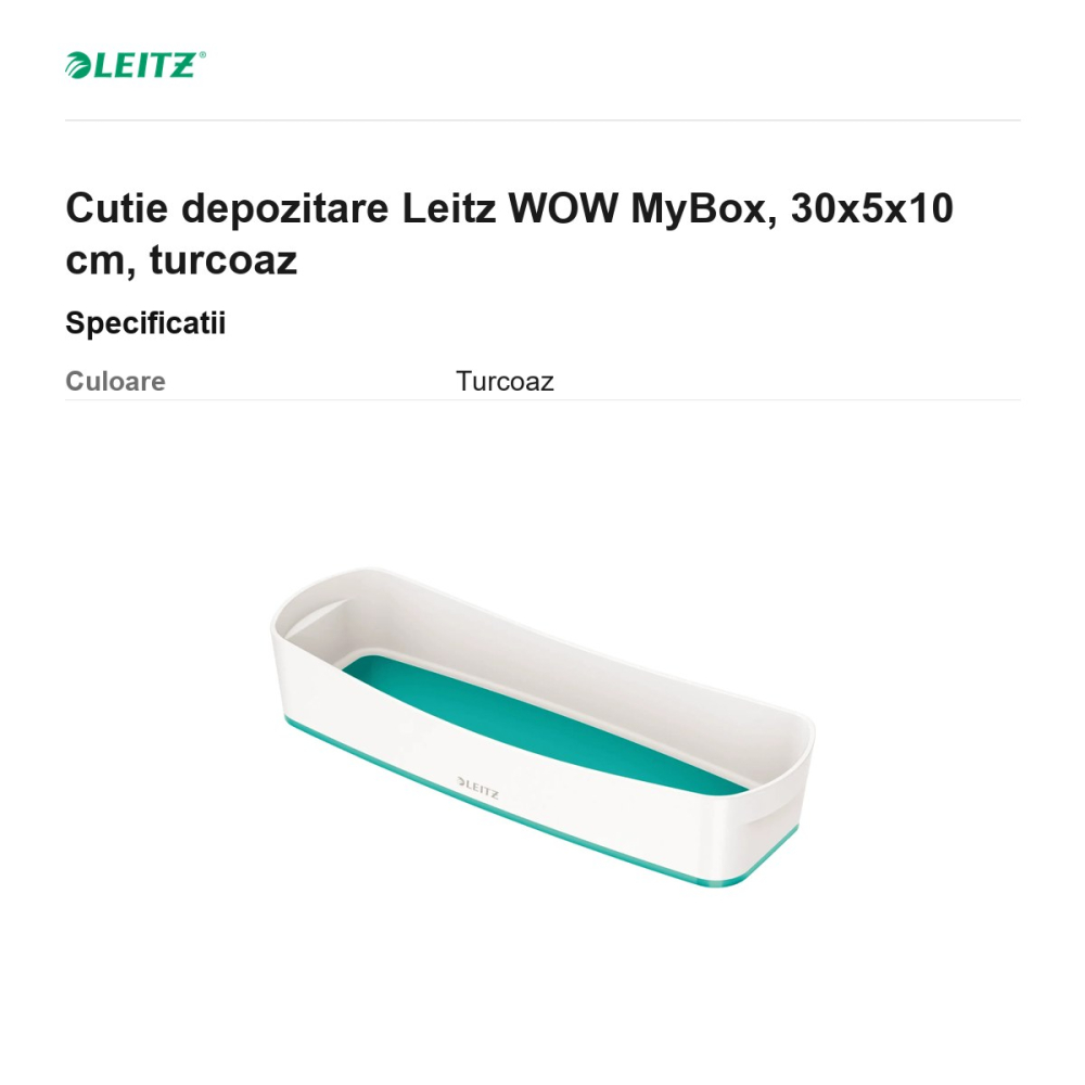 Cutie depozitare Leitz WOW MyBox, 30x5x10 cm, turcoaz [3]