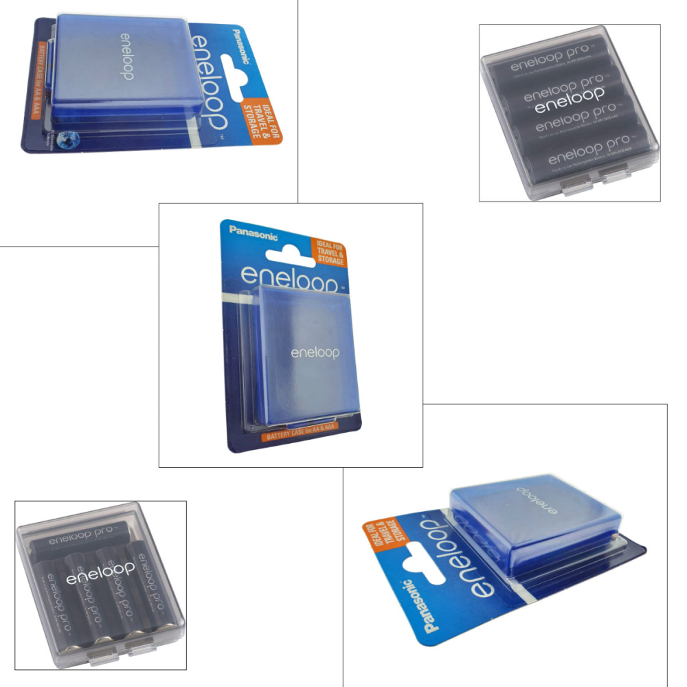 Cutie depozitare pentru 4 baterii AA R6 sau 5 baterii AAA R3, Organizator compact pentru birou, calatorie, cu sistem de deschidere usoara, Eneloop [4]