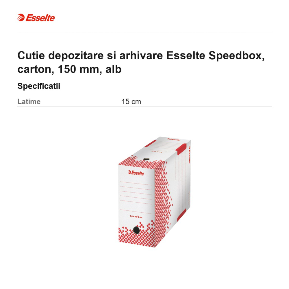 Cutie depozitare si arhivare Esselte Speedbox, carton, 150 mm, alb [3]
