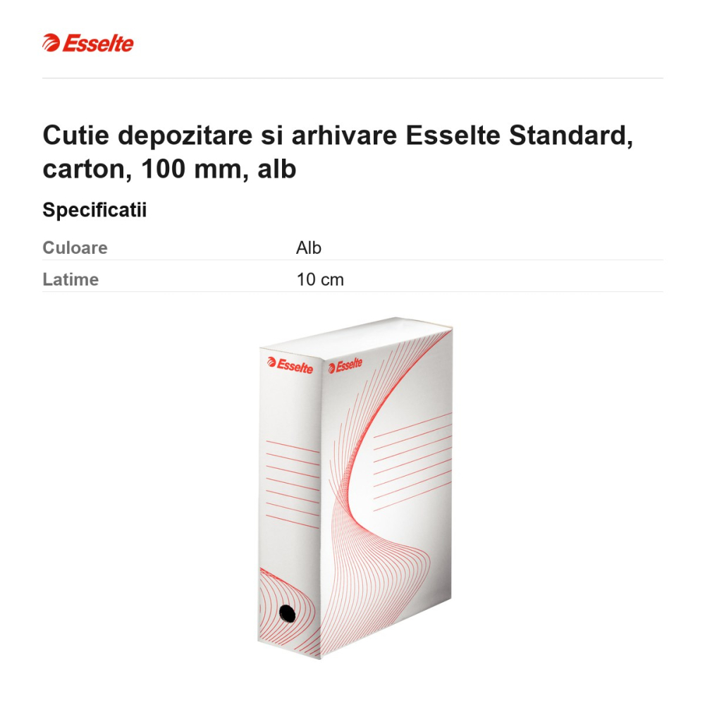 Cutie depozitare si arhivare Esselte Standard, carton, 100 mm, alb [3]