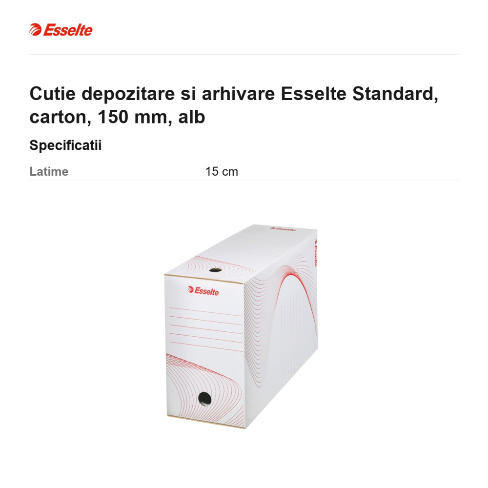 Cutie depozitare si arhivare Esselte Standard, carton, 150 mm, alb [3]