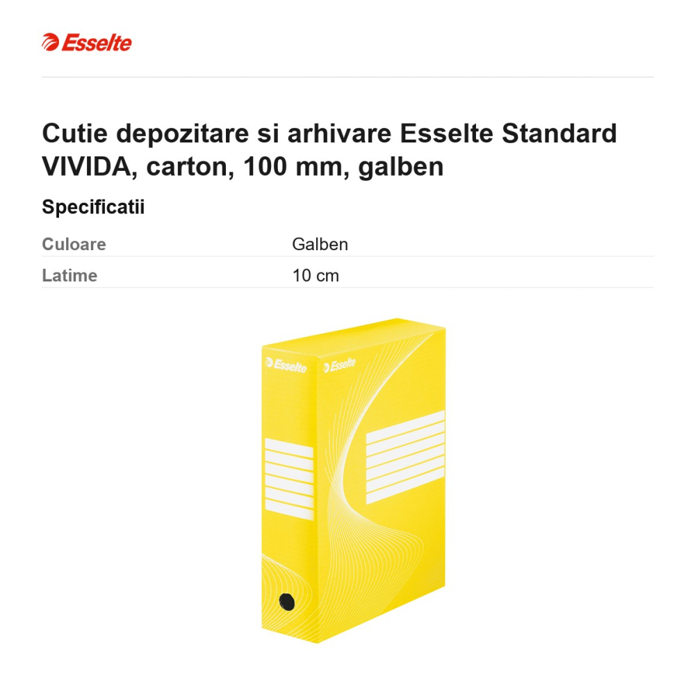 Cutie depozitare si arhivare Esselte Standard VIVIDA, carton, 100 mm, galben [3]