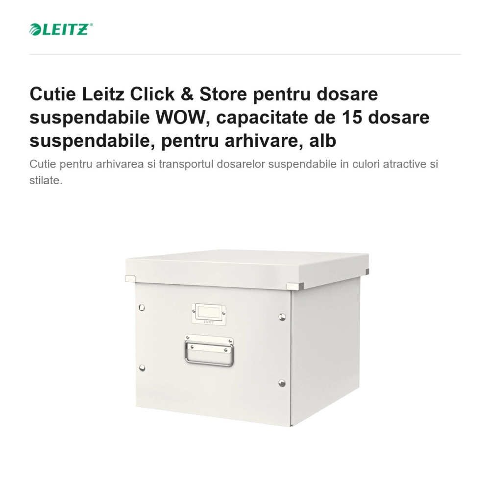 Cutie Leitz Click & Store pentru dosare suspendabile WOW, capacitate de 15 dosare suspendabile, pentru arhivare, alb [2]