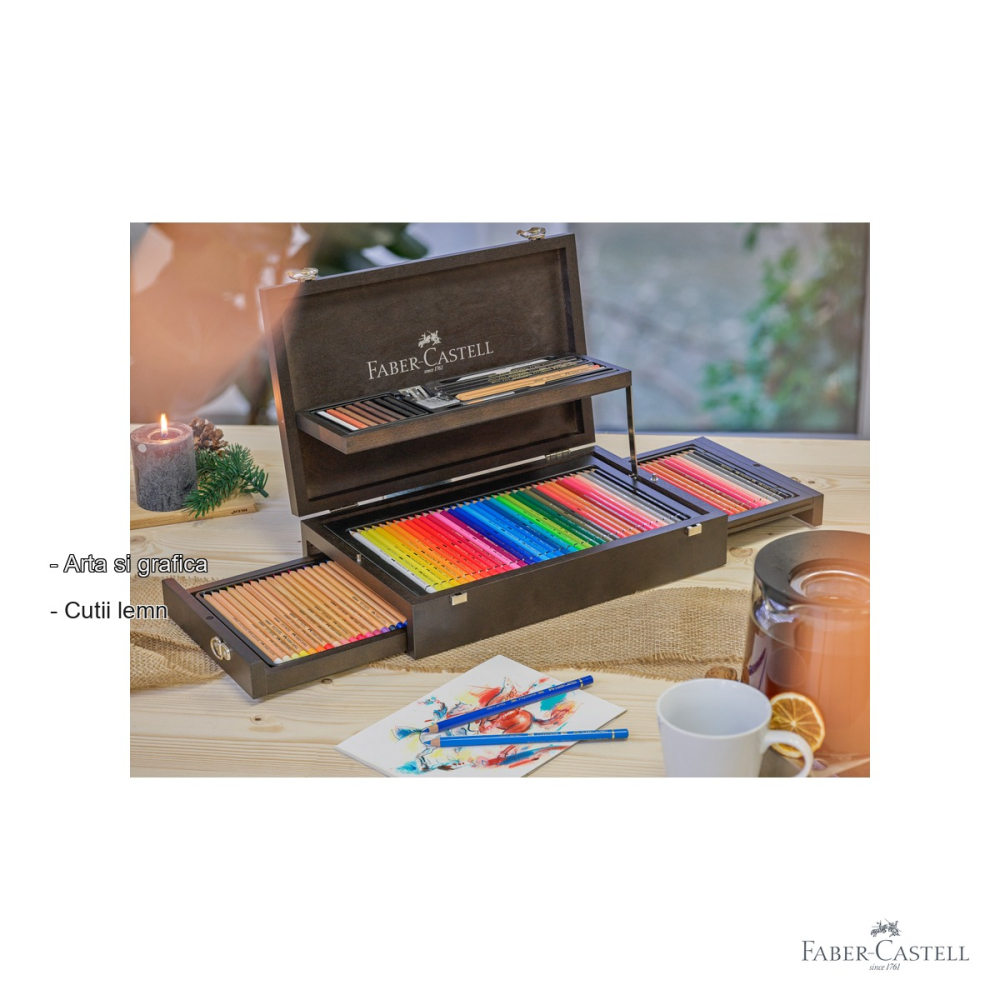 Cutie lemn Faber-Castell colectie arta si grafica, set 36 instrumente artistice Polychromos, Albrecht Durer si Pitt [2]