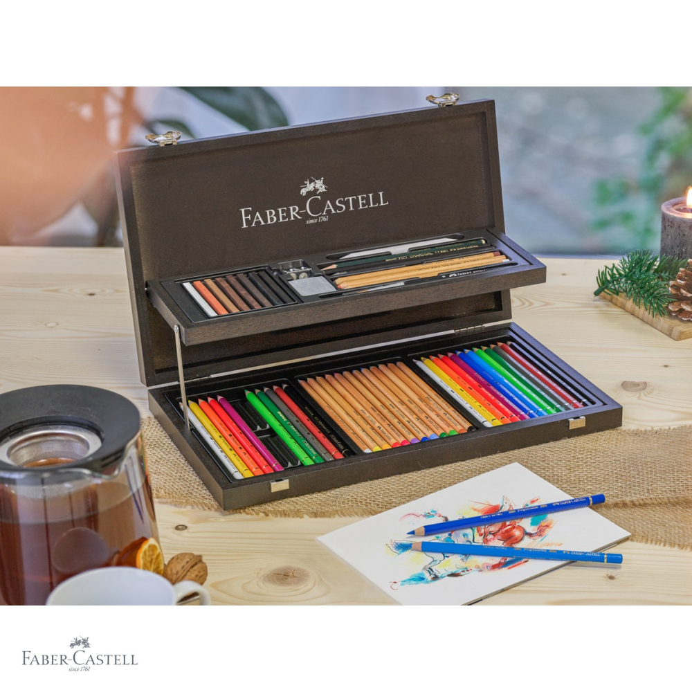Cutie lemn Faber-Castell Compendium, set 36 creioane artist Polychromos, Pitt Pastel si Albrecht Durer, pentru artisti profesionisti [4]