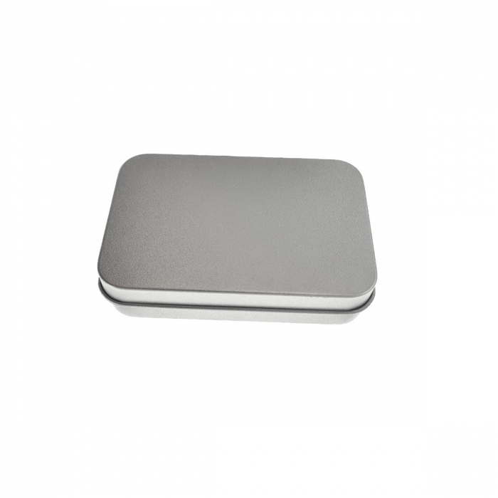 Cutie personalizabila Platinet Pendrive Box 45168, 87x60x18mm, pentru memorie USB, metalica, inchidere tip carte, argintie [2]