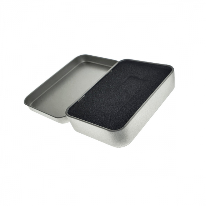 Cutie personalizabila Platinet Pendrive Box 45168, 87x60x18mm, pentru memorie USB, metalica, inchidere tip carte, argintie [4]