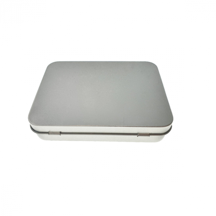 Cutie personalizabila Platinet Pendrive Box 45169, 115x85x22mm, pentru memorie USB, metalica, inchidere tip carte, argintie [4]