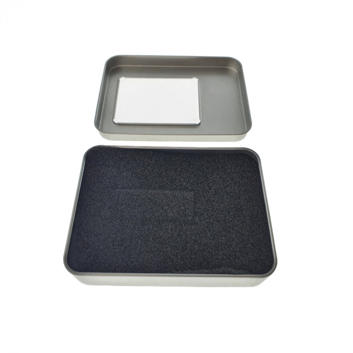 Cutie personalizabila Platinet Pendrive Box 45170, 115x85x22mm, pentru memorie USB, metalica, capac cu fereastra, argintie [2]